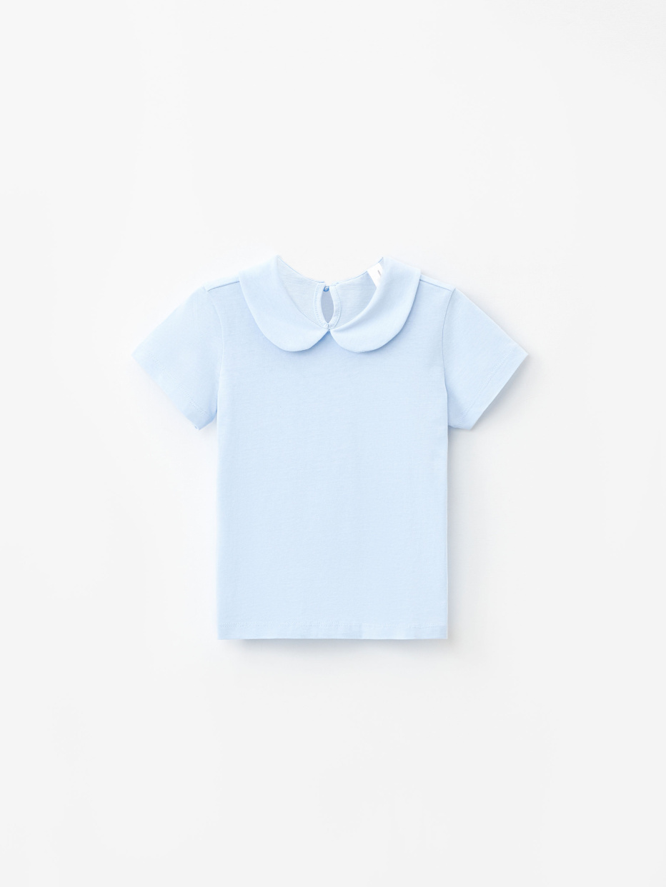 Трикотажная футболка с воротником для девочек, фото - 4