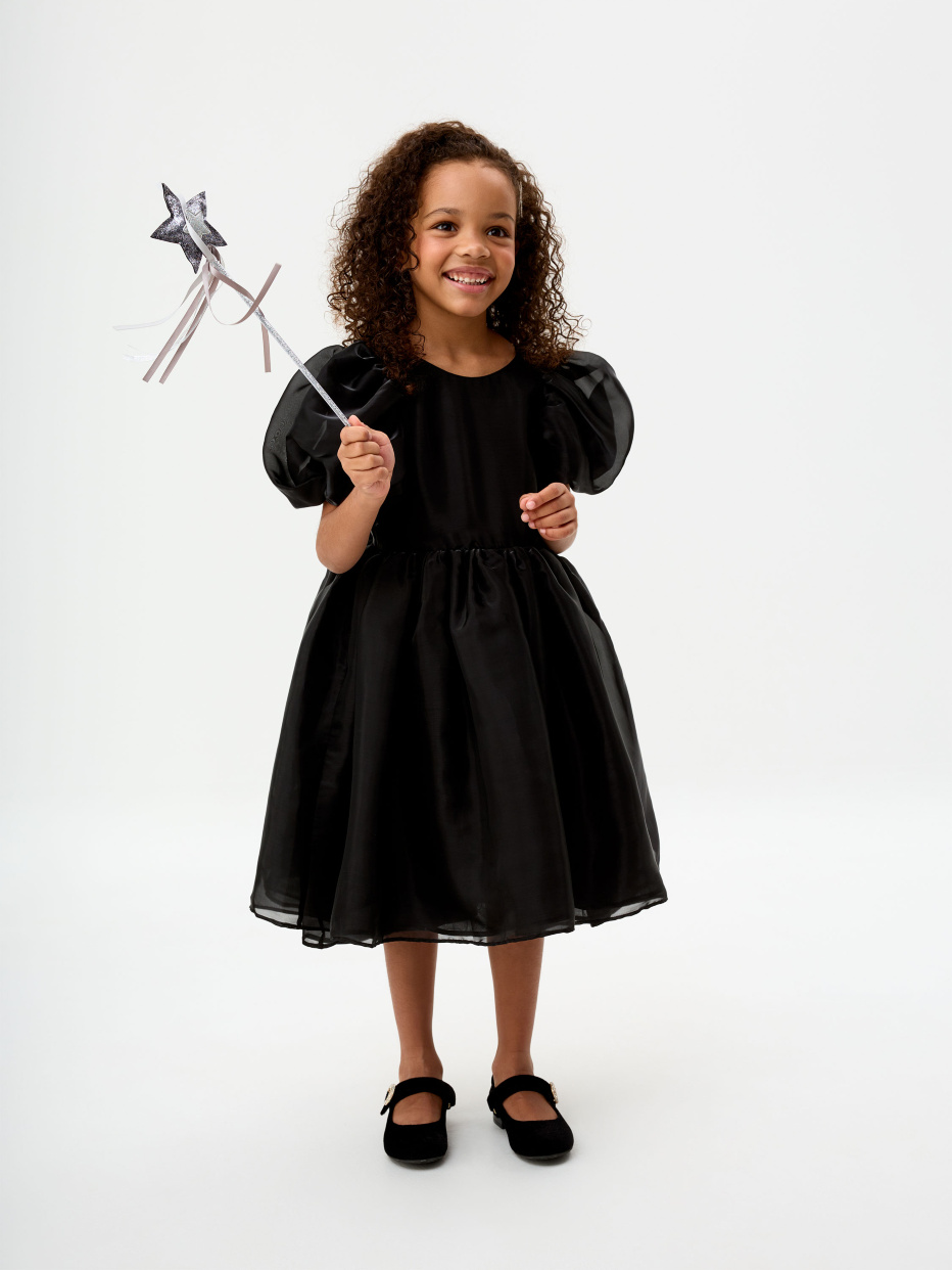 Нарядное черное платье из органзы для девочек, фото - 2