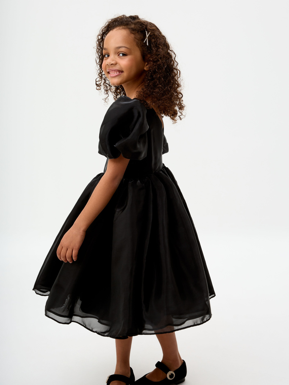 Нарядное черное платье из органзы для девочек, фото - 1