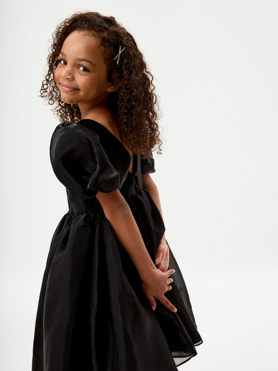 Нарядное черное платье из органзы для девочек, фото - 3