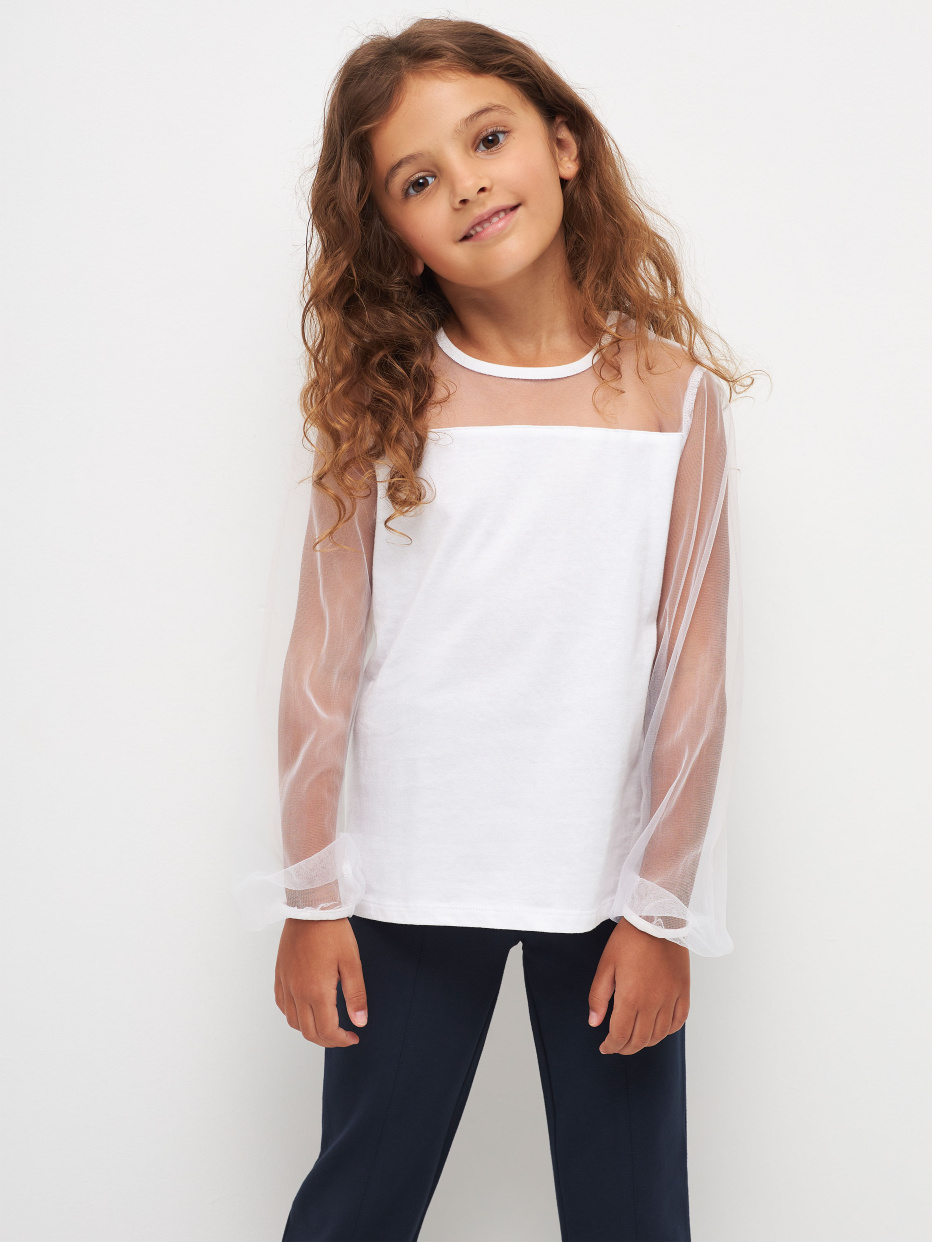 Трикотажная блузка с короткими рукавами для девочек, фото - 1