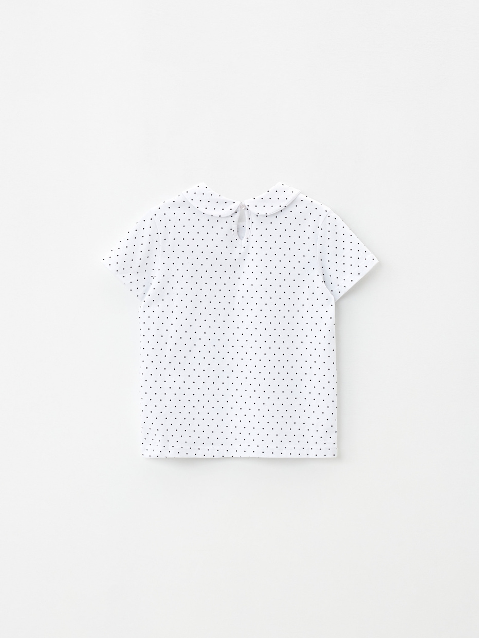 Трикотажная футболка с воротником для девочек, фото - 6