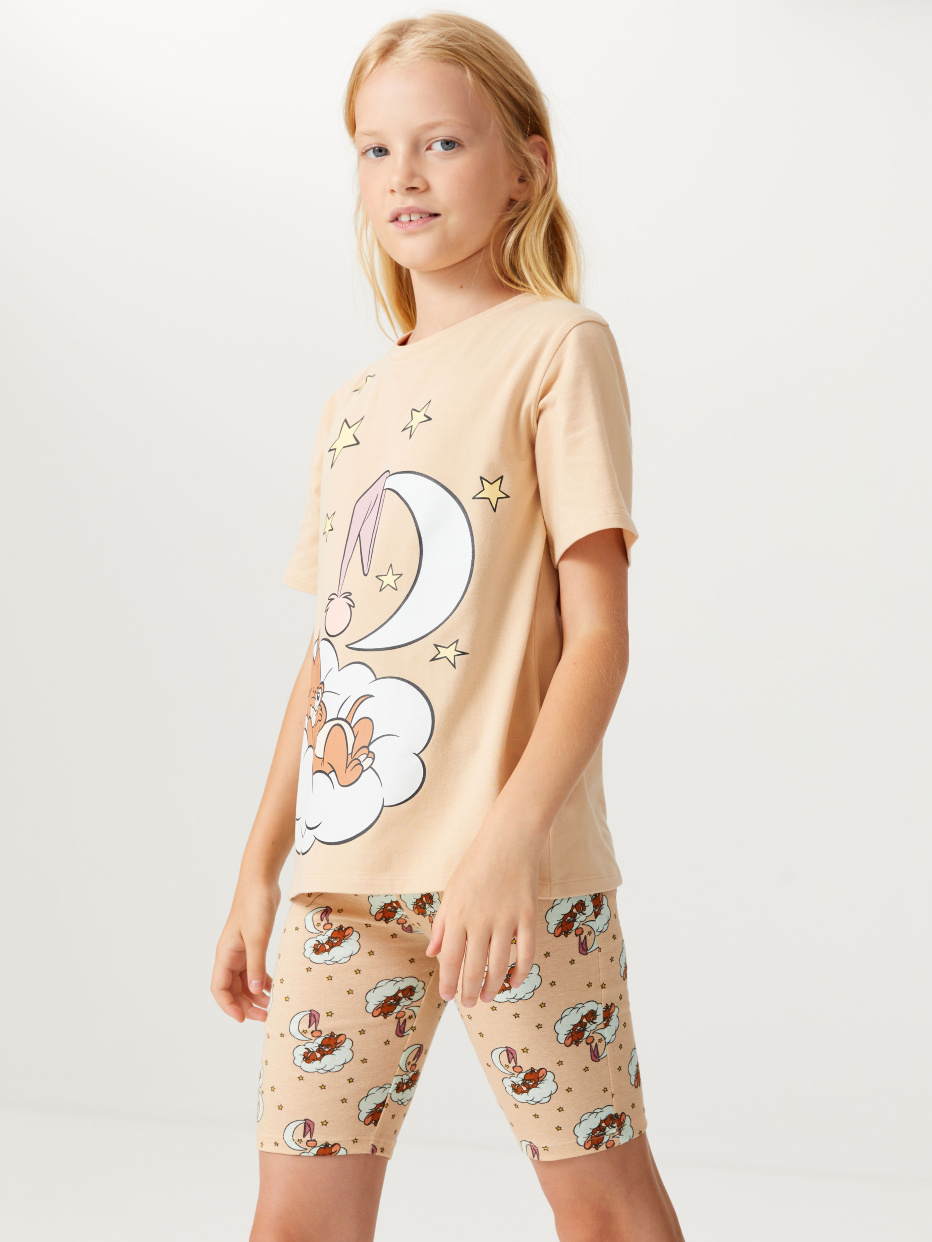 Пижама с ярким принтом Tom & Jerry для девочек, фото - 1