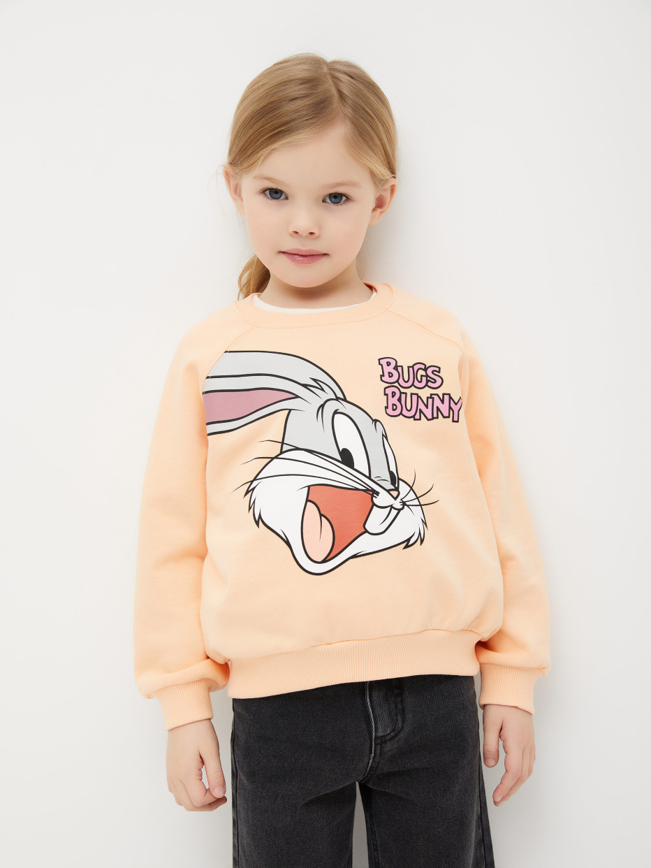Трикотажный свитшот с принтом Bugs Bunny для девочек, фото - 3