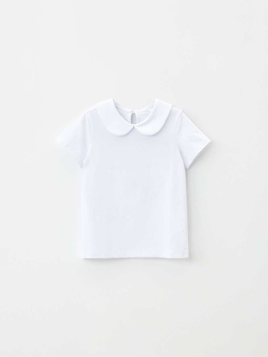 Трикотажная футболка с воротником для девочек, фото - 3