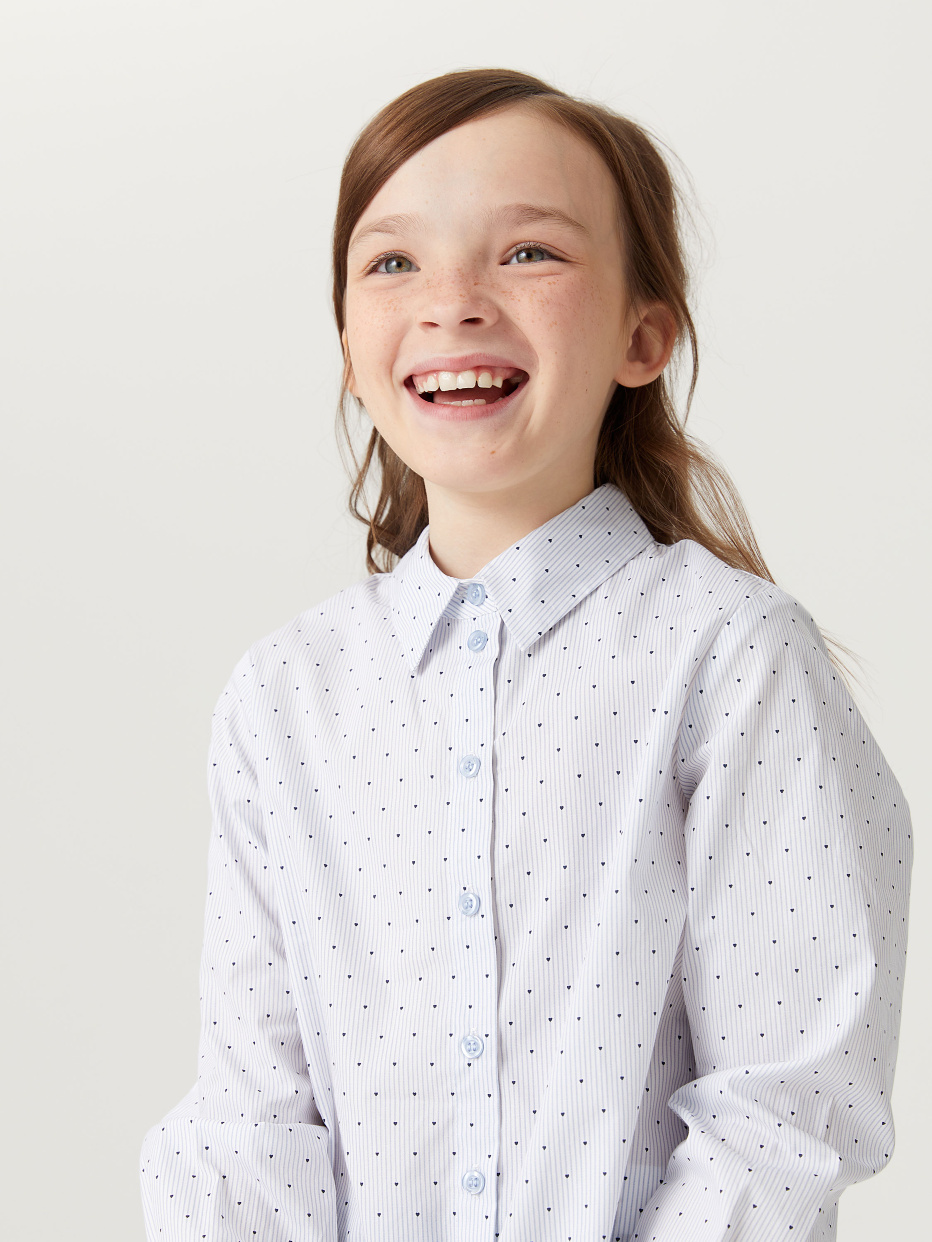 Хлопковая блузка с принтом для девочек, фото - 5
