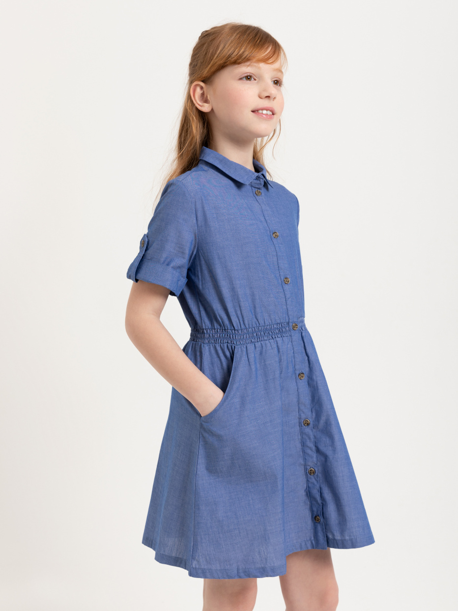 Платье с отложным воротником для девочек, фото - 1