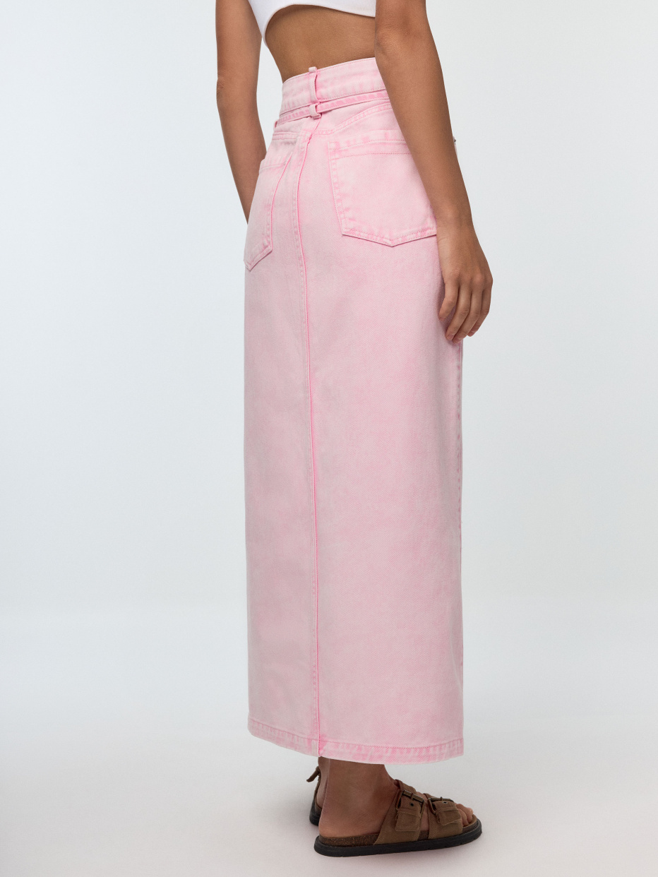 Розовая джинсовая юбка макси, фото - 4
