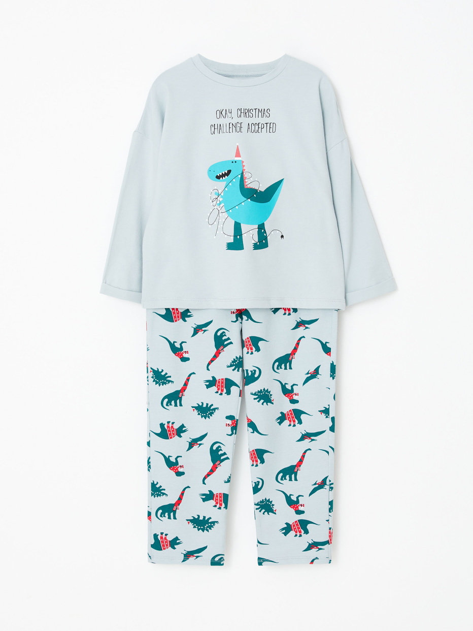 Трикотажная пижама с принтом для мальчиков, фото - 2