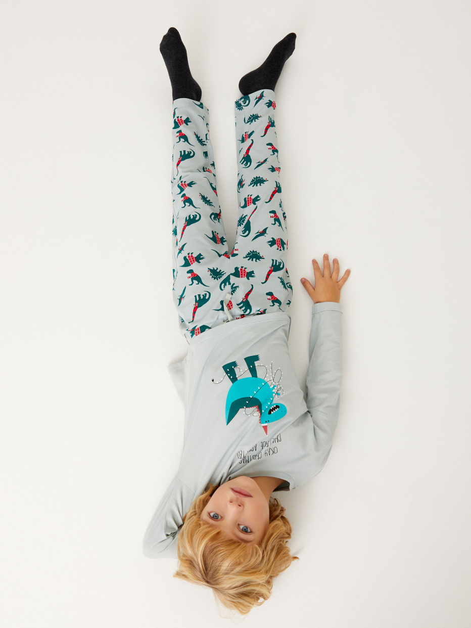 Трикотажная пижама с принтом для мальчиков, фото - 7