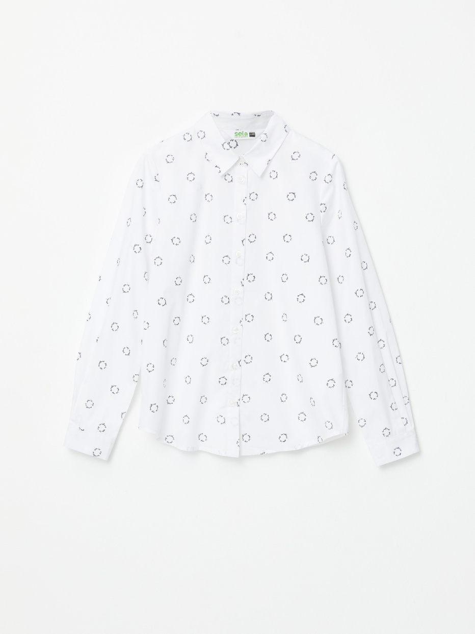 Хлопковая блузка с принтом для девочек, фото - 2