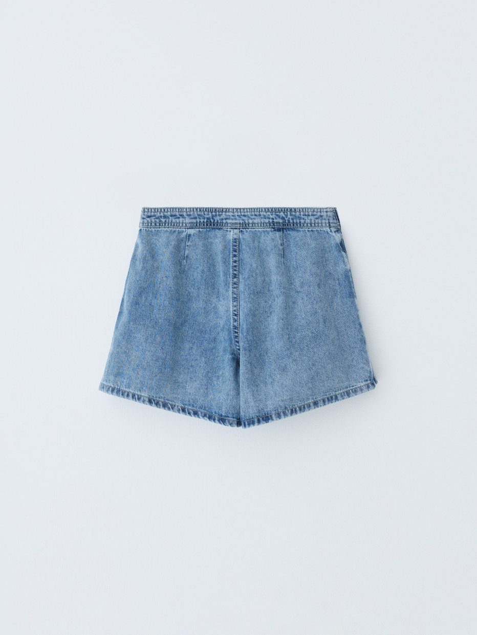 Джинсовая юбка-шорты в складку для девочек, фото - 5
