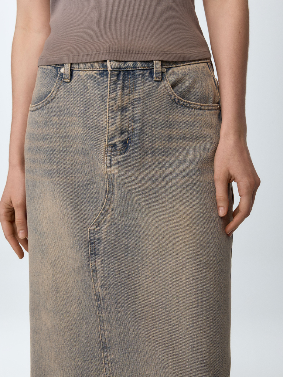 Джинсовая юбка макси с винтажным эффектом, фото - 2