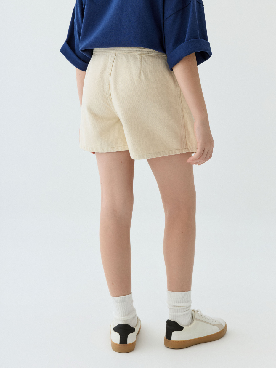 Джинсовая юбка-шорты в складку для девочек, фото - 3