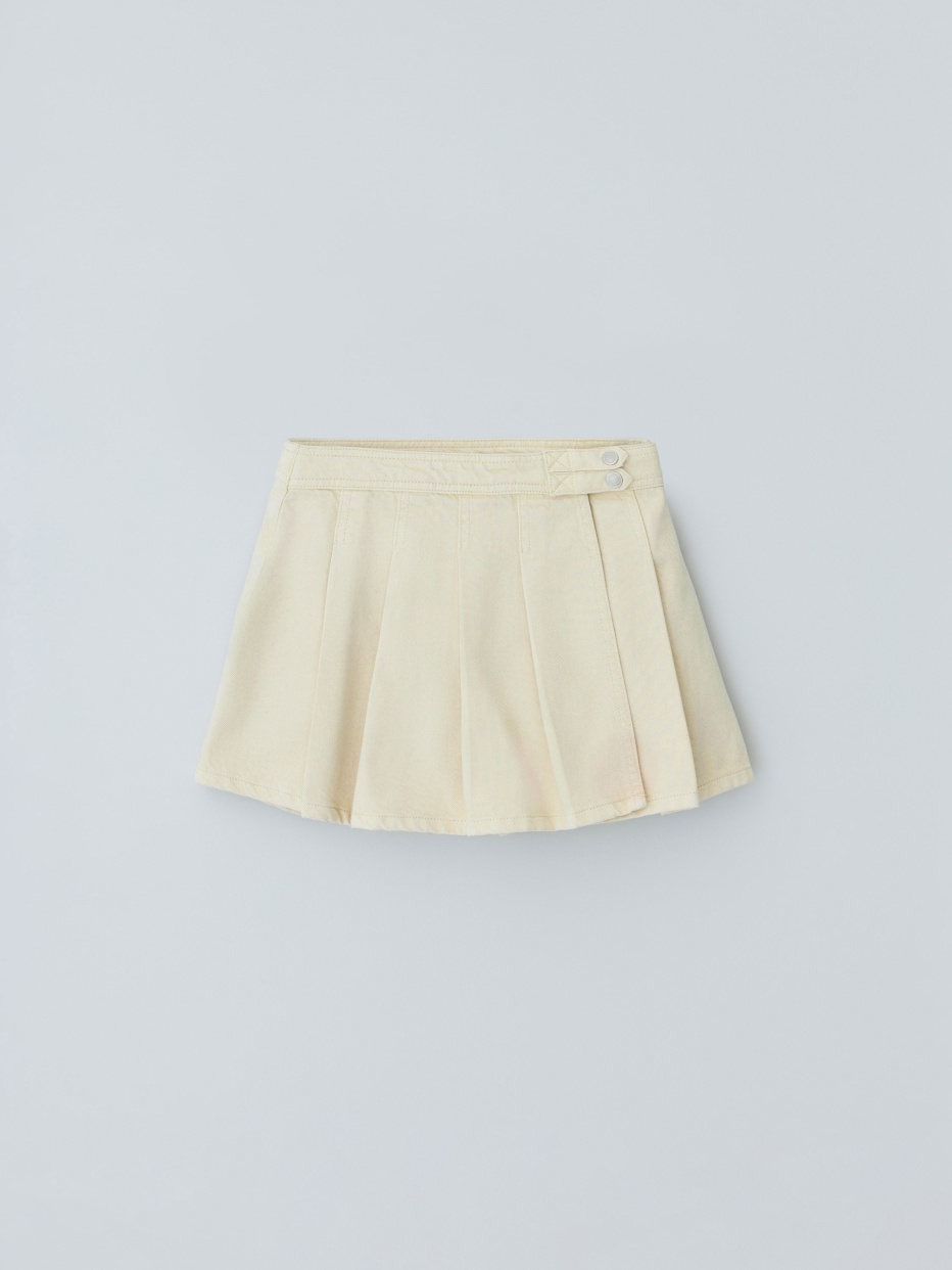 Джинсовая юбка-шорты в складку для девочек, фото - 4