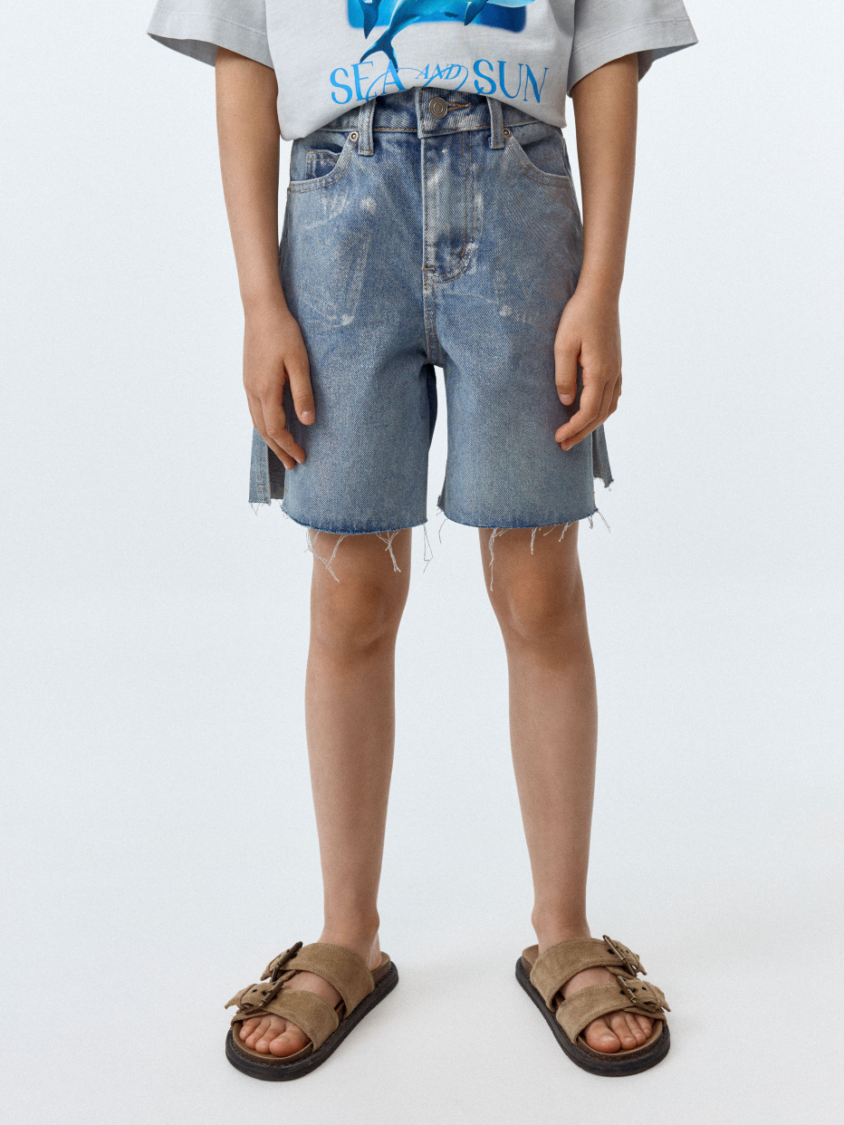 Джинсовые шорты с металлизированным эффектом для девочек, фото - 6