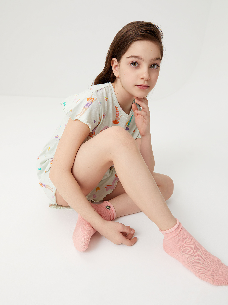 Трикотажная пижама с принтом для девочек, фото - 8