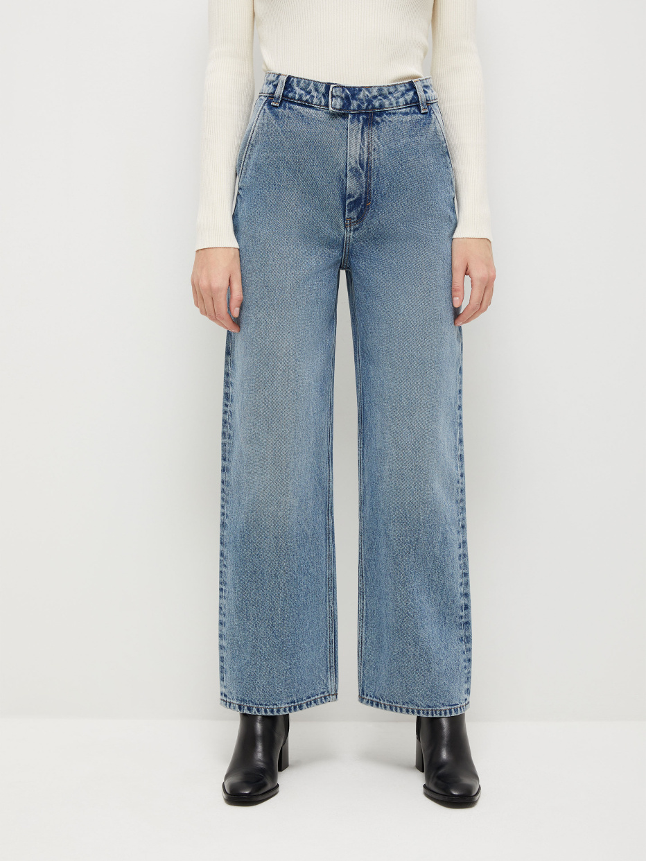 Широкие джинсы с винтажной стиркой, фото - 2