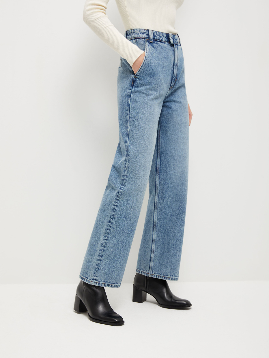 Широкие джинсы с винтажной стиркой, фото - 4