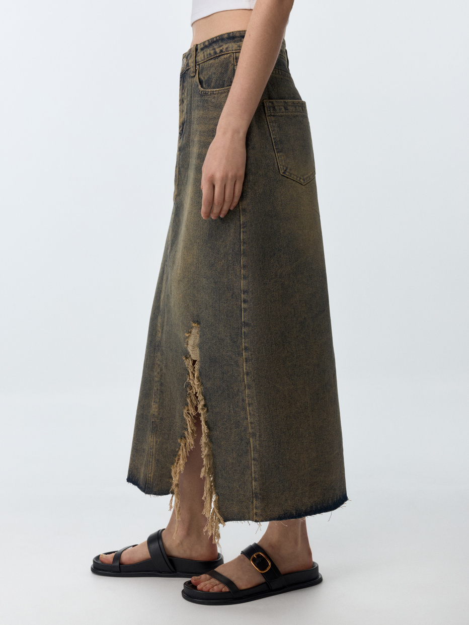 Джинсовая юбка макси с винтажным эффектом, фото - 5