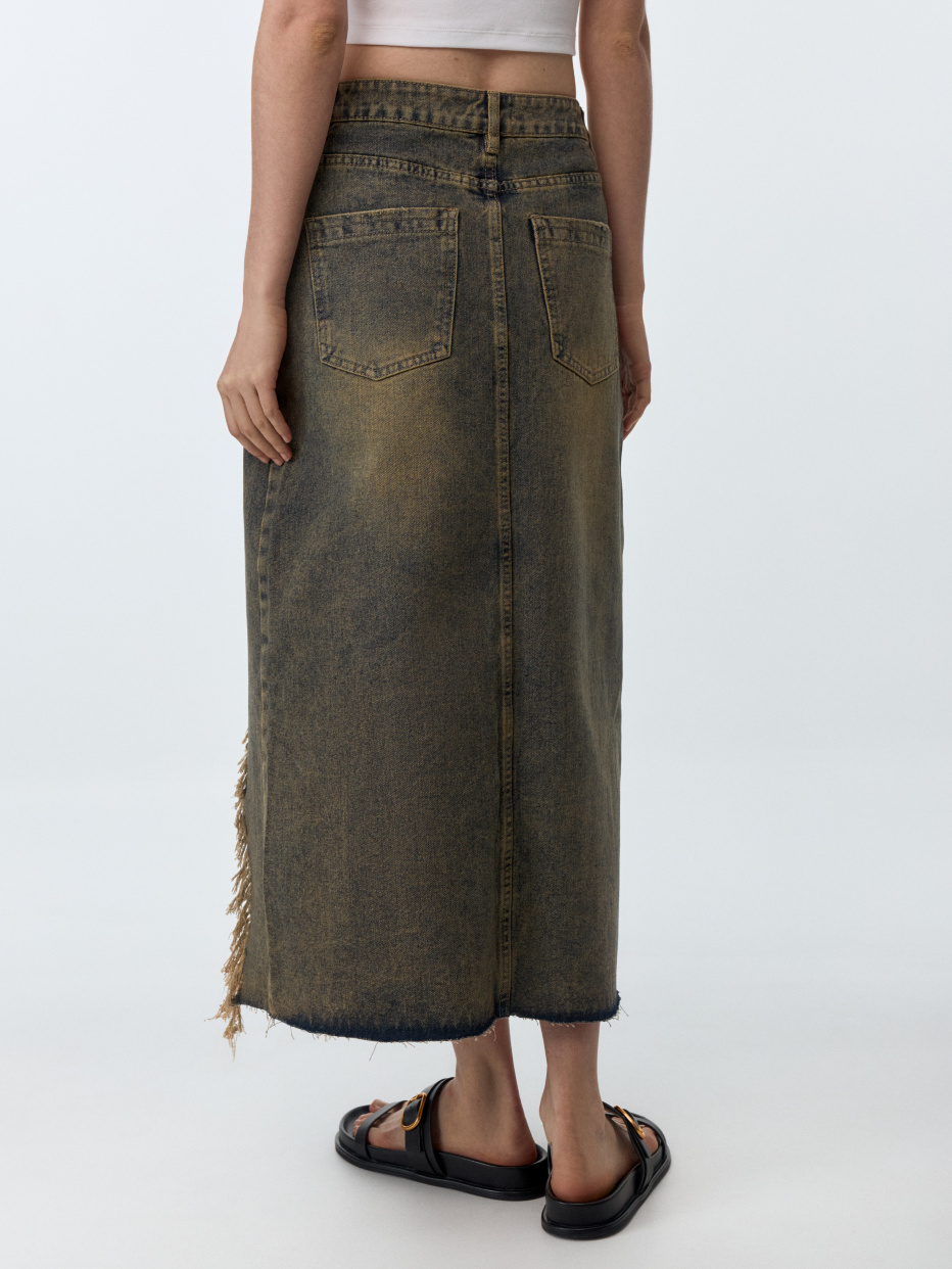 Джинсовая юбка макси с винтажным эффектом, фото - 6