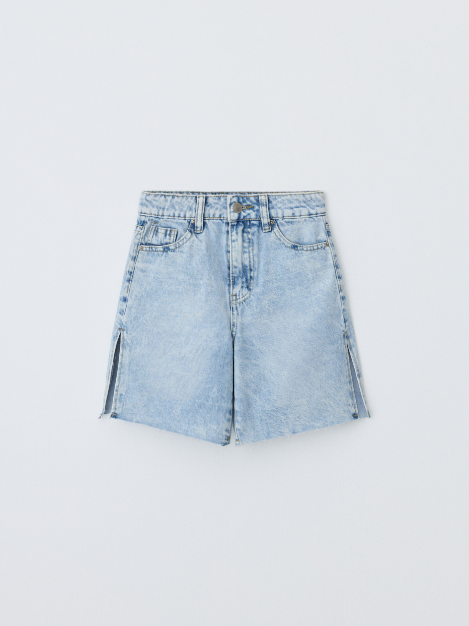 Удлиненные джинсовые шорты с разрезами для девочек, фото - 3