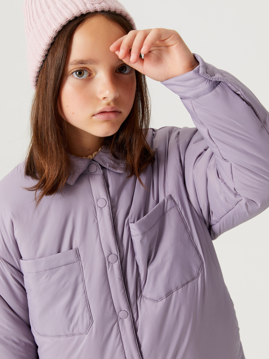 Утепленная куртка-рубашка для девочек, фото - 6