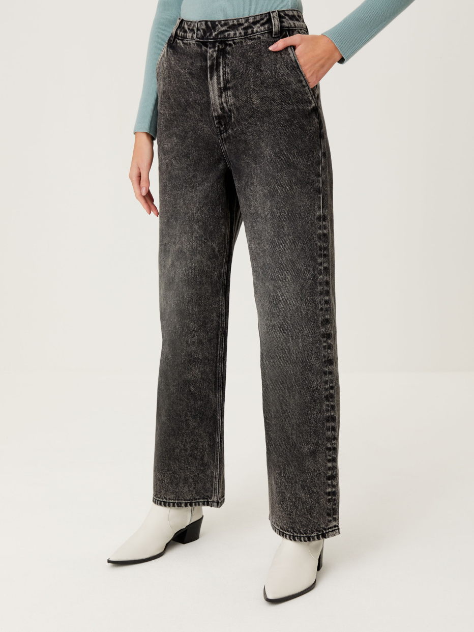Широкие джинсы с винтажной стиркой, фото - 2