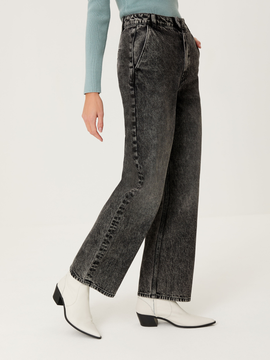 Широкие джинсы с винтажной стиркой, фото - 4