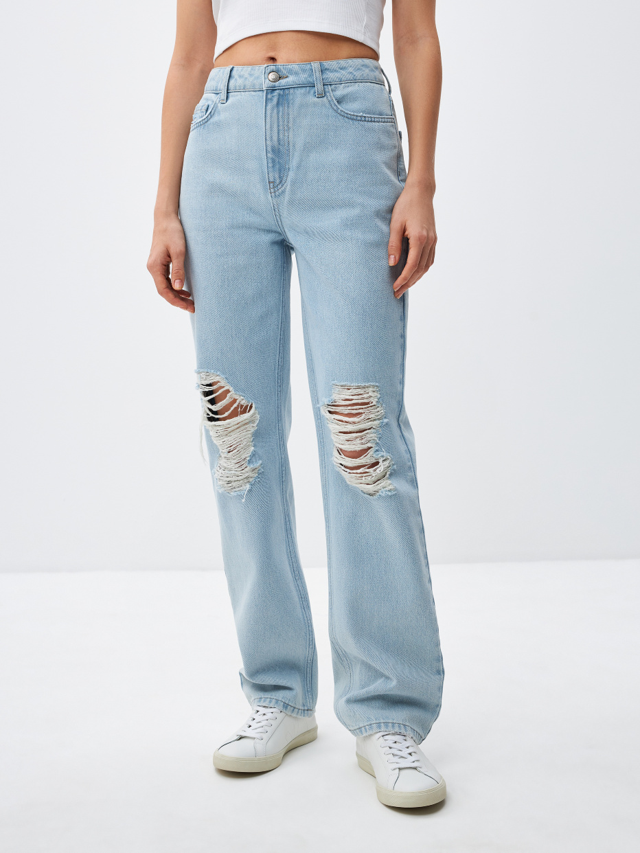 Прямые джинсы с разрезами, фото - 2