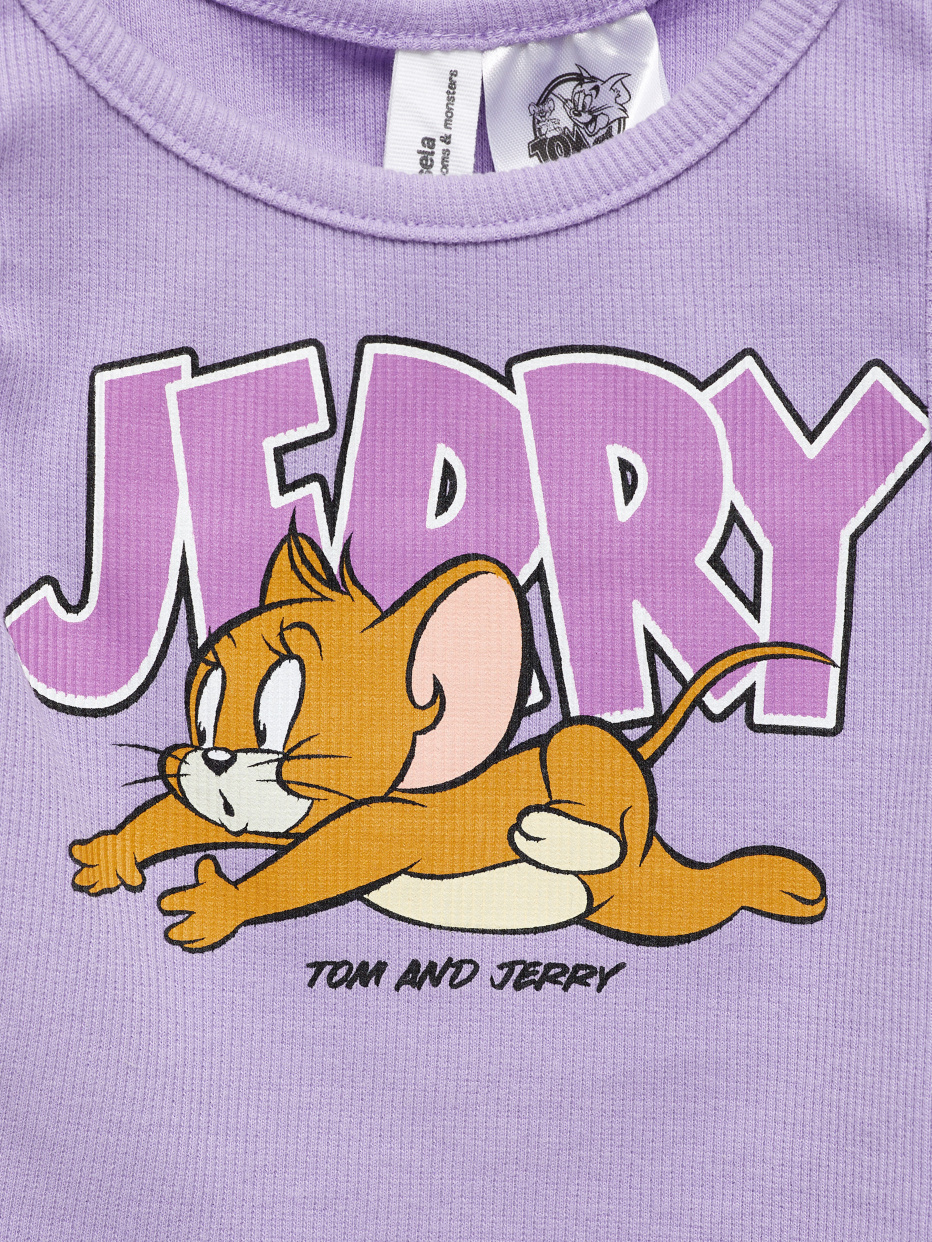 Топ с принтом tom & jerry для девочек цвет: лаванда, артикул: 2805050264 –  купить в интернет-магазине SELA