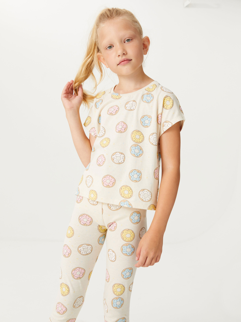 Трикотажная пижама с принтом для девочек, фото - 8