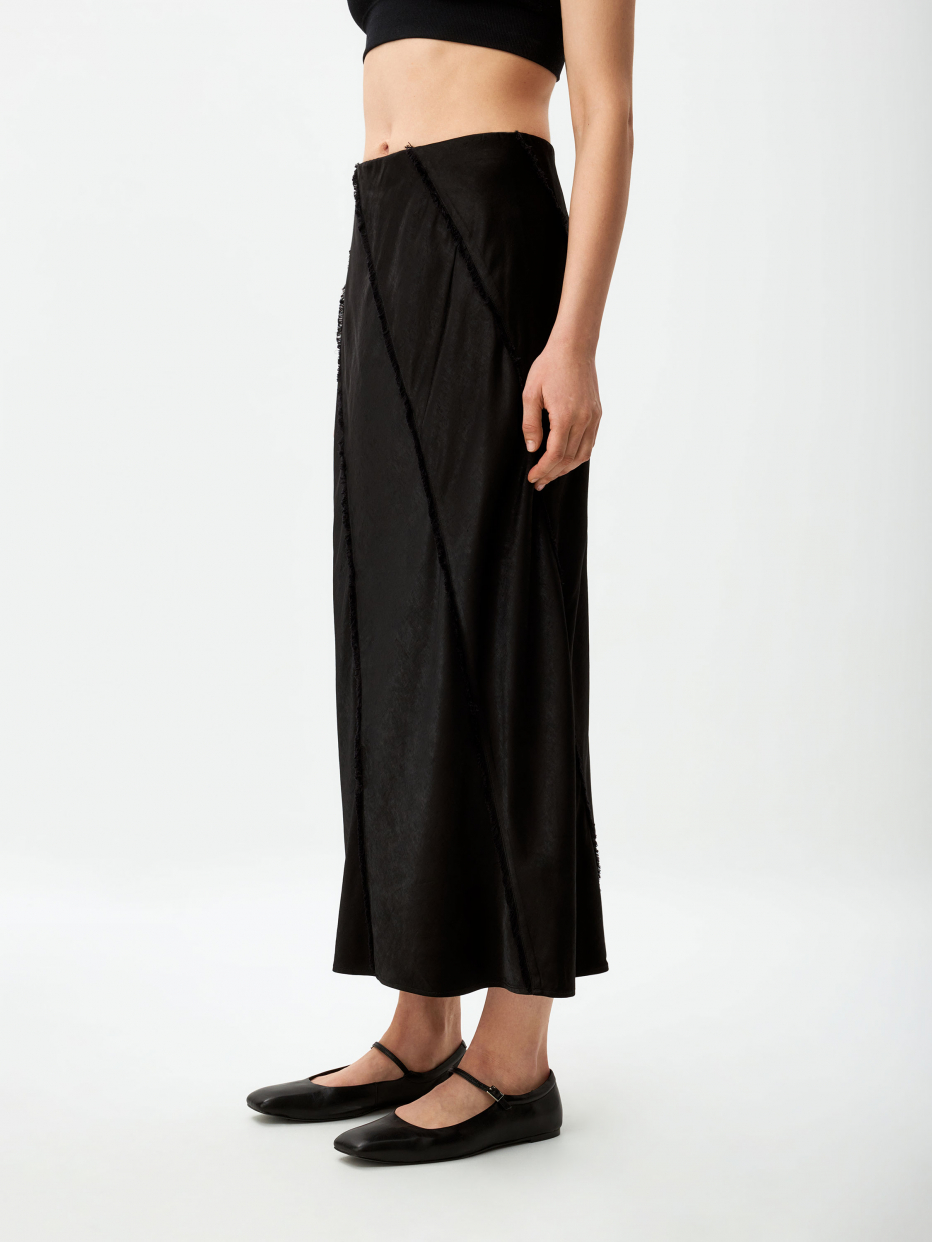 Сатиновая юбка макси с бахромой, фото - 4