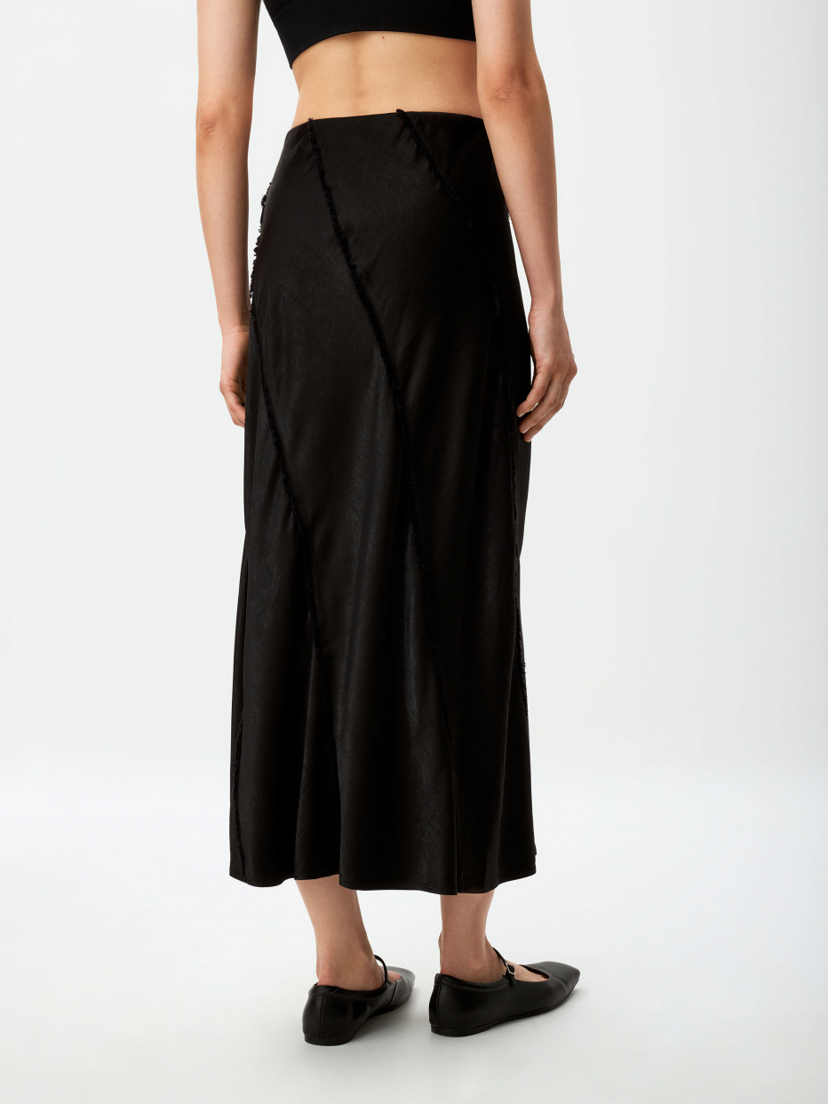 Сатиновая юбка макси с бахромой, фото - 5