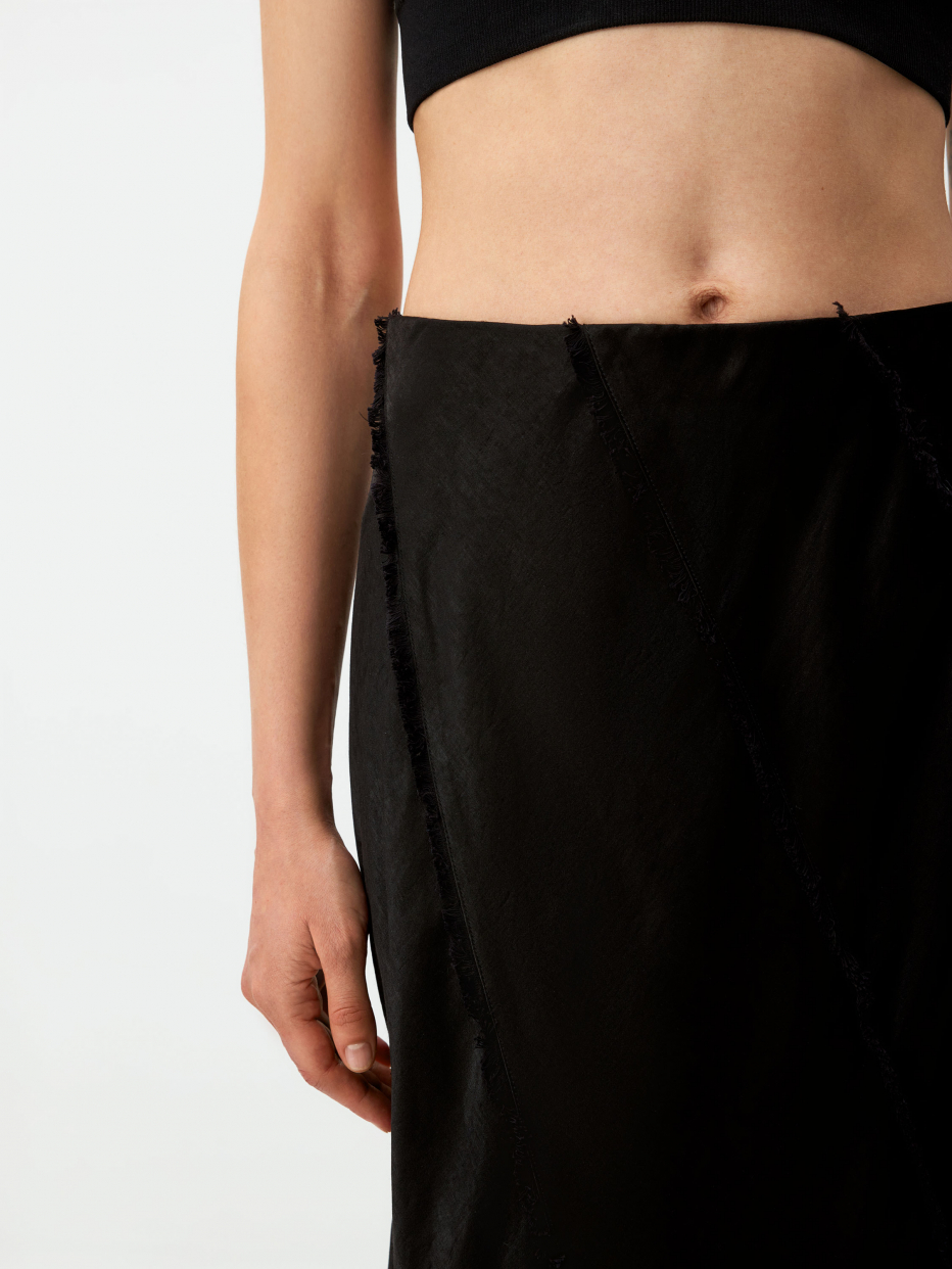 Сатиновая юбка макси с бахромой, фото - 6