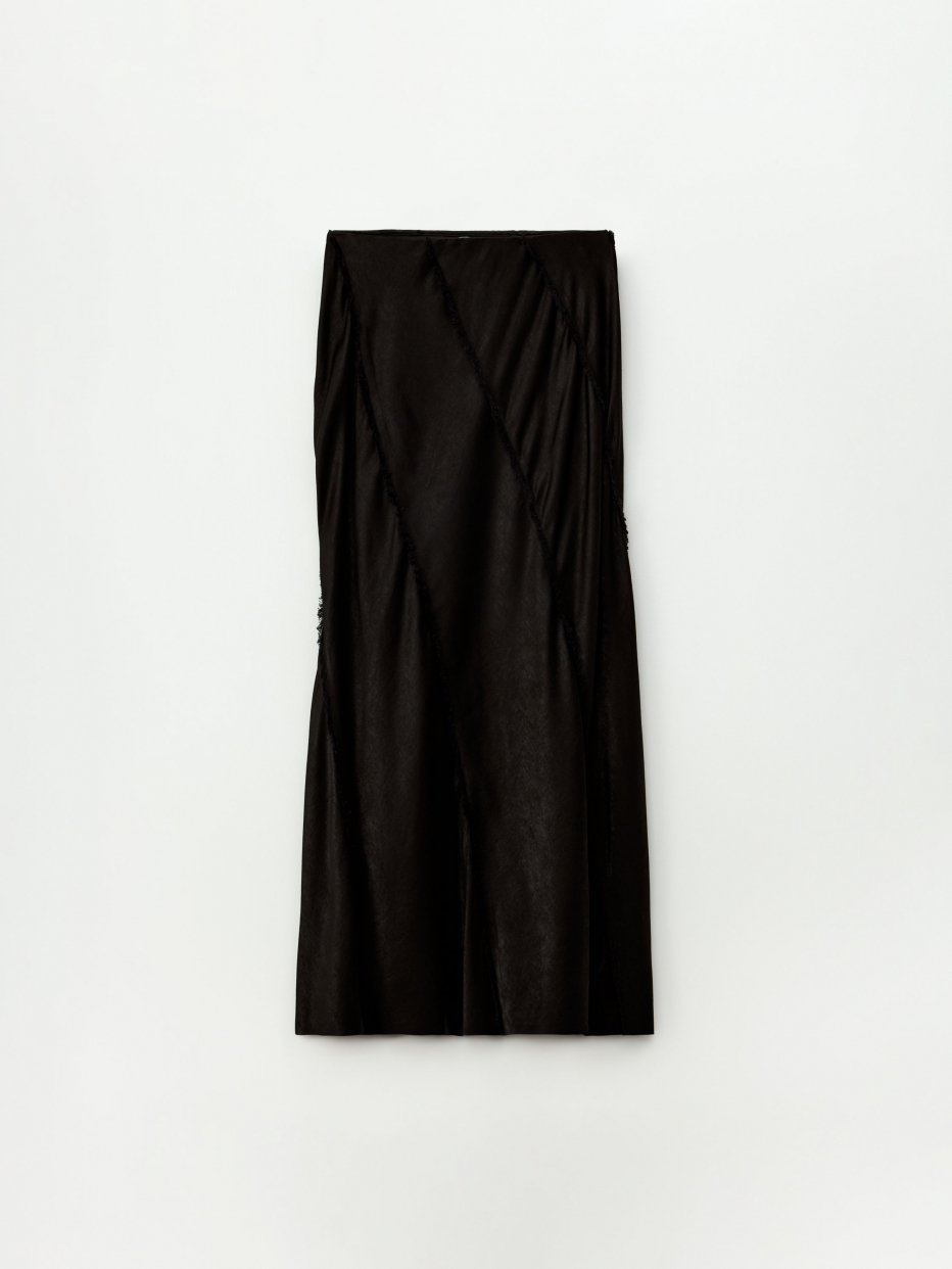 Сатиновая юбка макси с бахромой, фото - 7