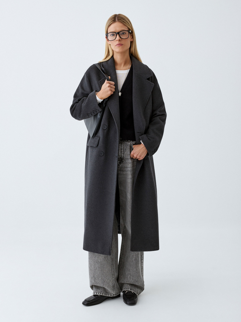 Двубортное шерстяное пальто с содержанием кашемира, фото - 8
