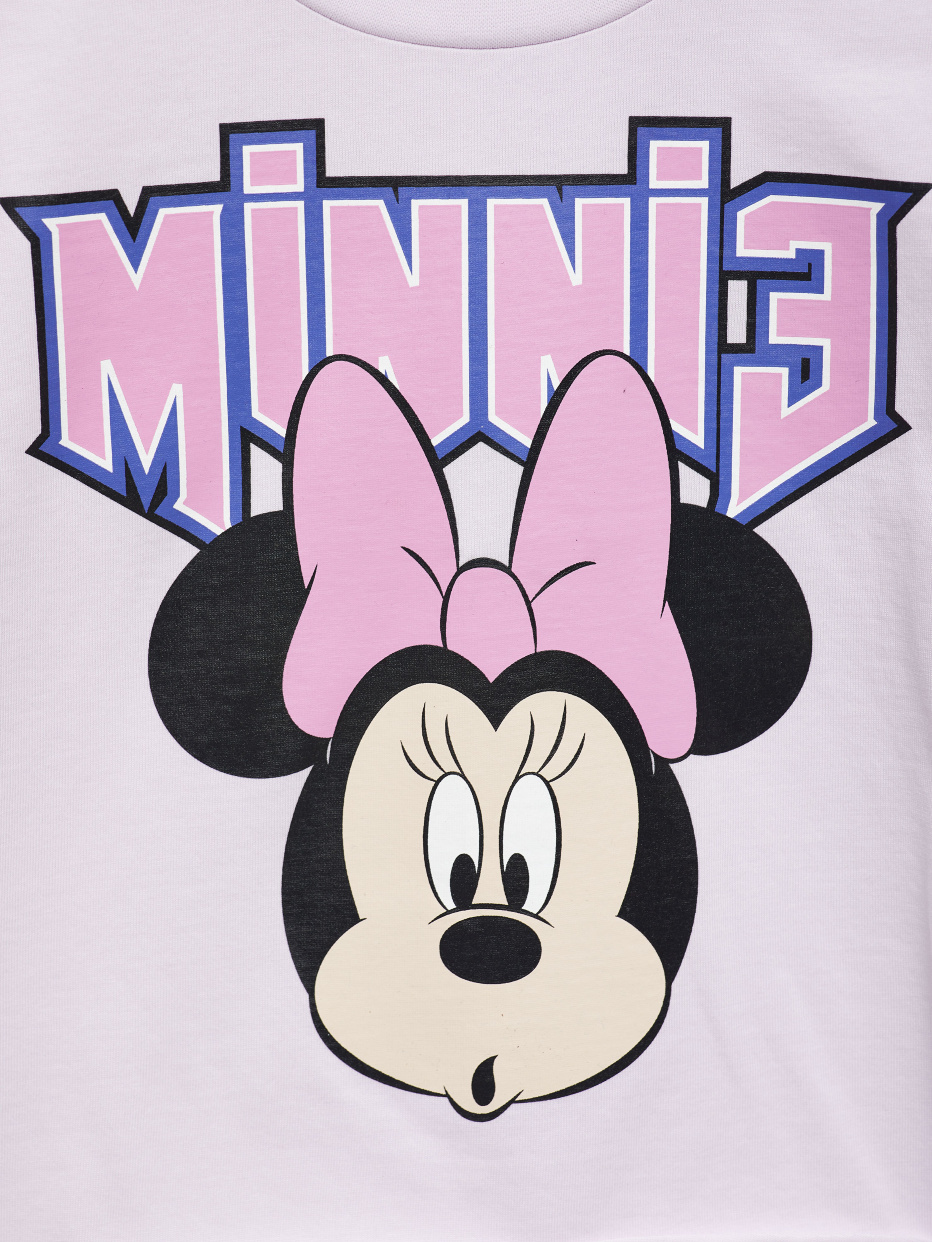 Укороченная футболка с принтом Disney Minnie Mouse для девочек, фото - 3