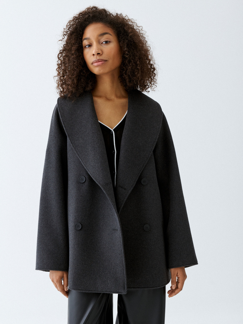 Короткое шерстяное пальто с содержанием кашемира, фото - 1