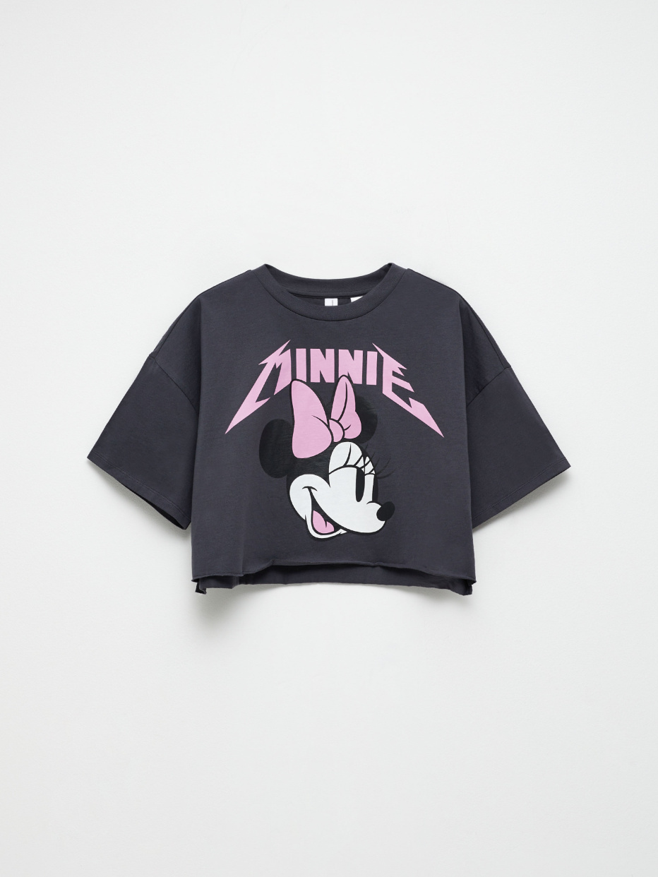 Укороченная футболка с принтом Disney Minnie Mouse для девочек, фото - 2