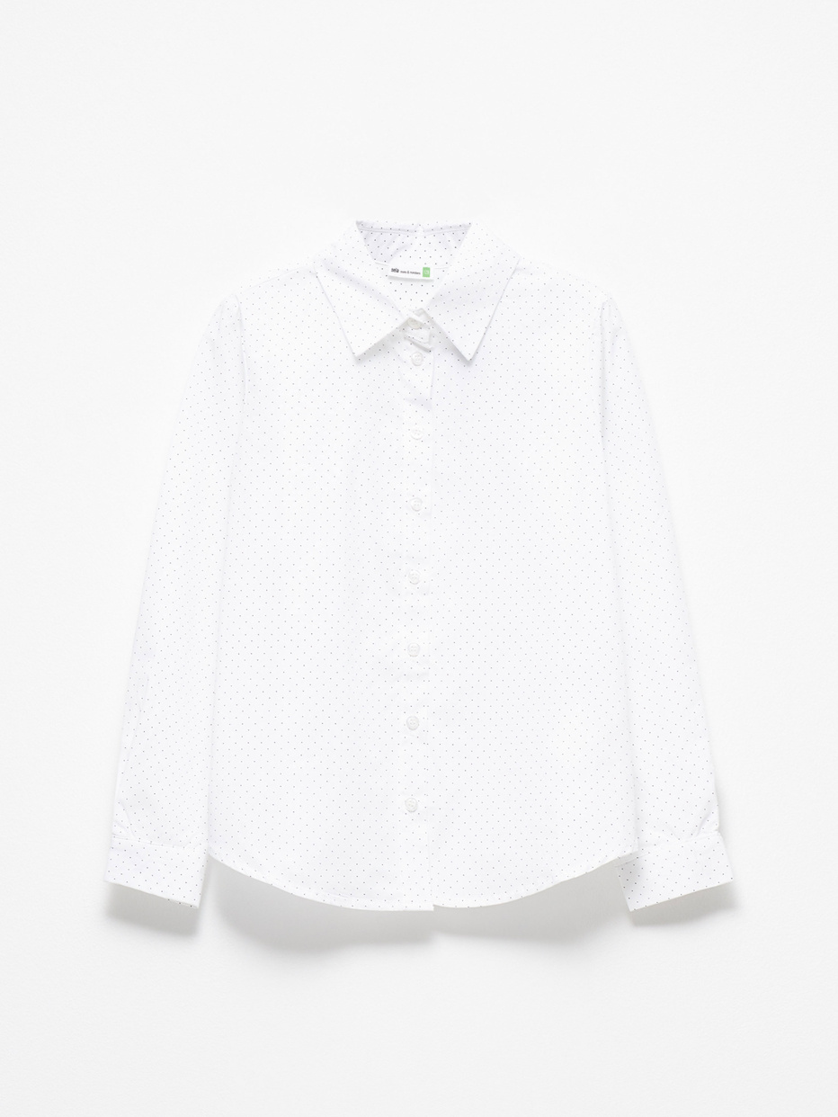 Хлопковая блузка в горошек для девочек, фото - 1