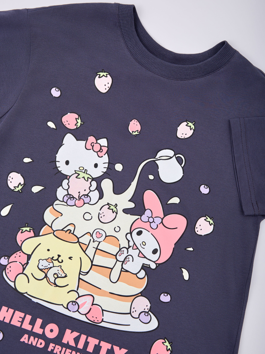 Трикотажная пижама с принтом Hello Kitty для девочек, фото - 4