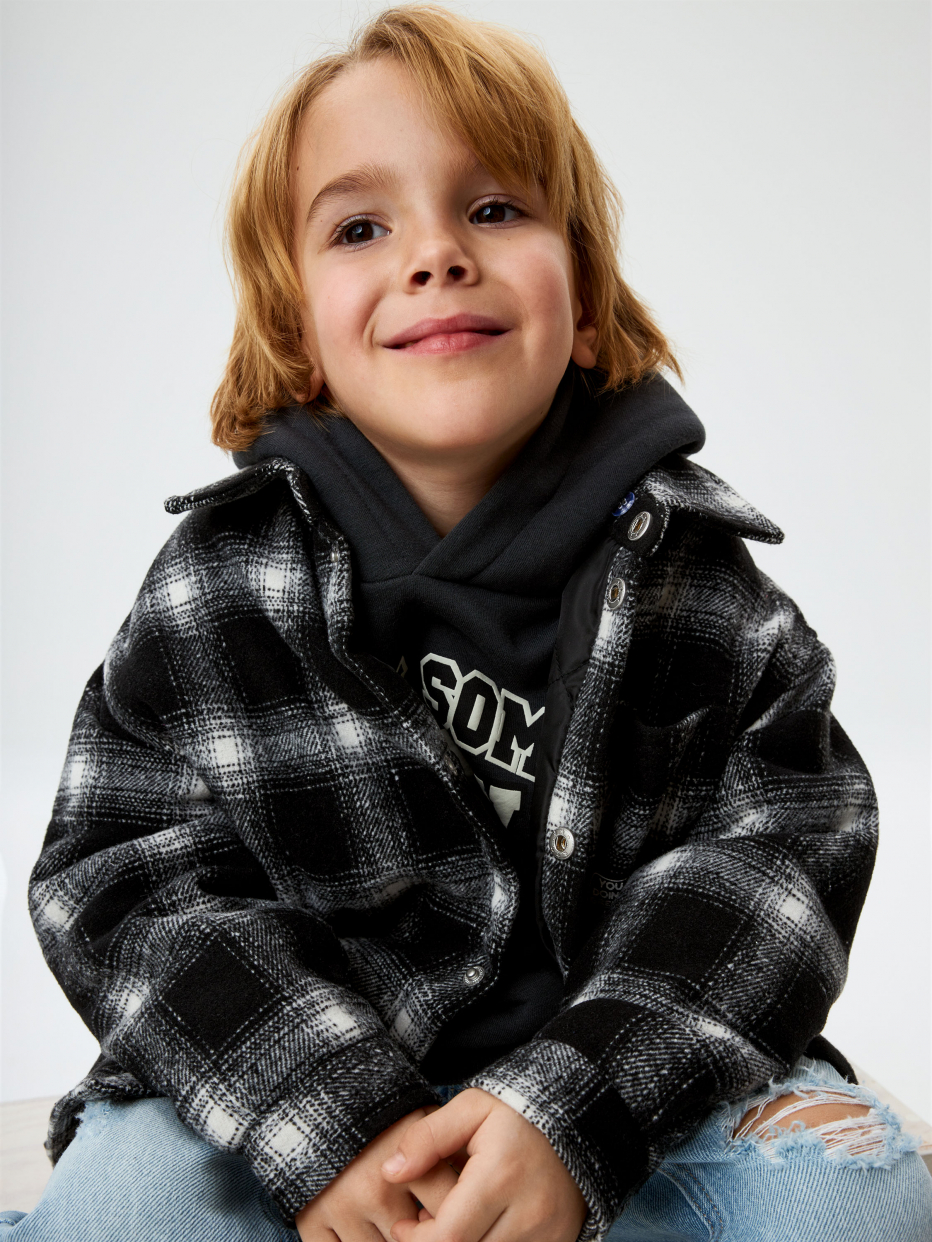 Куртка-рубашка в клетку с капюшоном детская, фото - 3