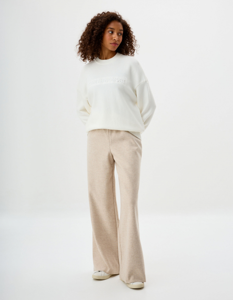 Широкие женские брюки бежевого цвета – купить в интернет-магазине sela