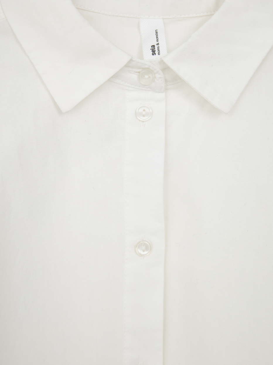 Белая рубашка оверсайз для девочек, фото - 3