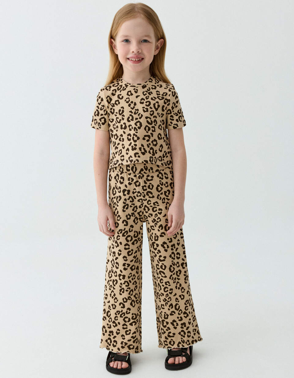 Широкие леопардовые брюки для девочек