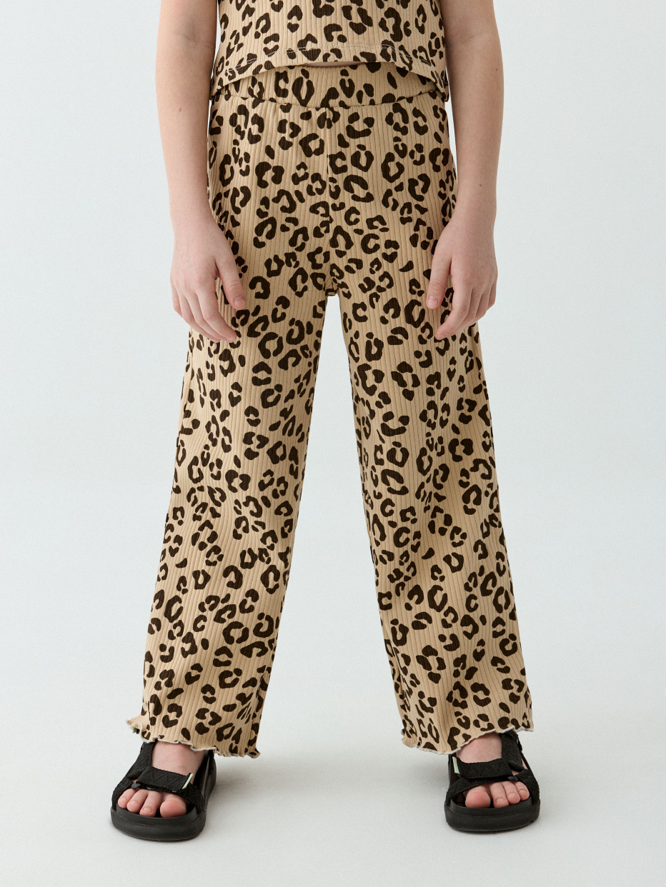 Широкие леопардовые брюки для девочек, фото - 2