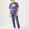 Трикотажная пижама с принтом для мальчиков, цвет темно-синий