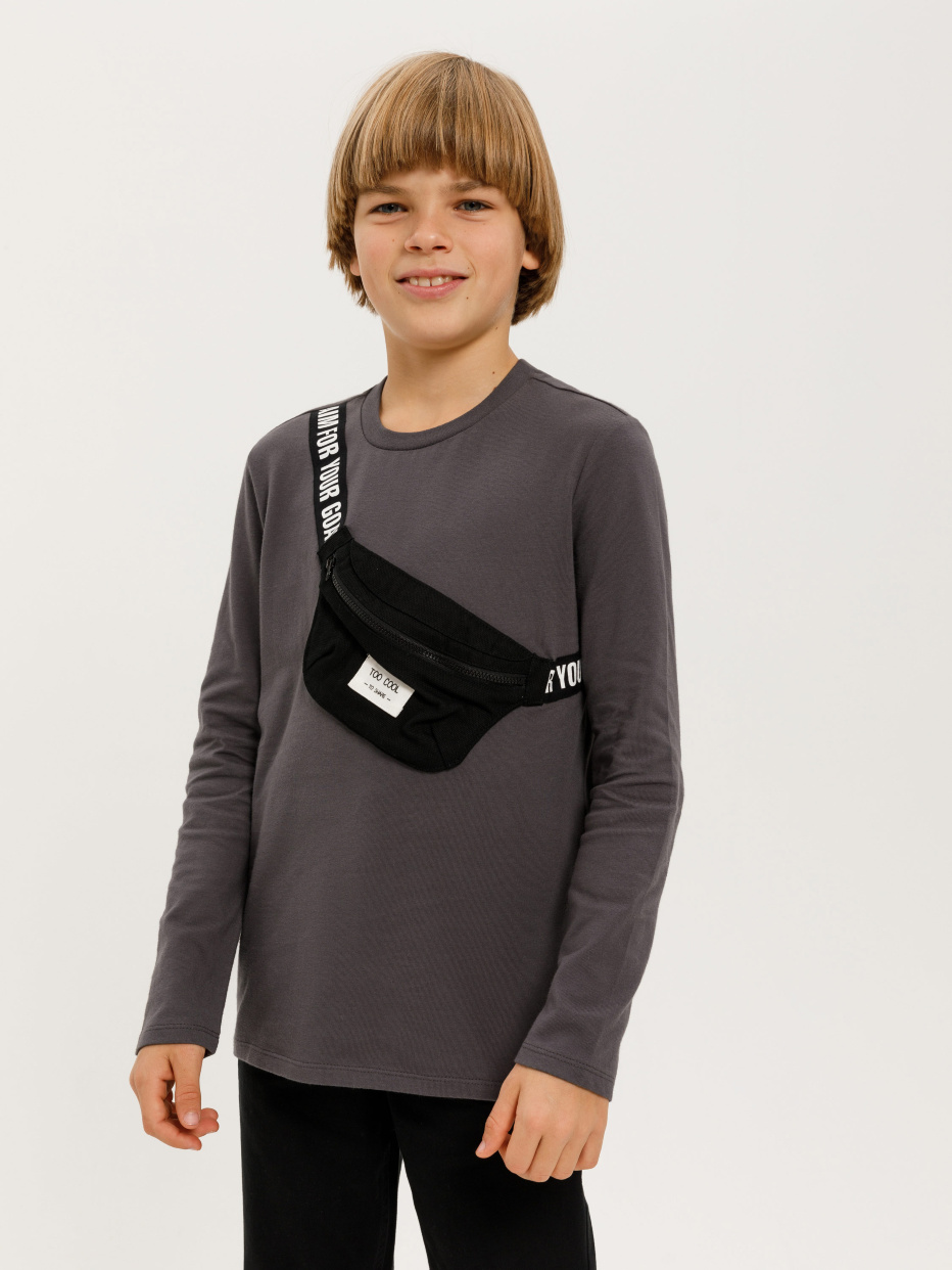 Лонгслив с карманом в виде поясной сумки для мальчиков, фото - 3