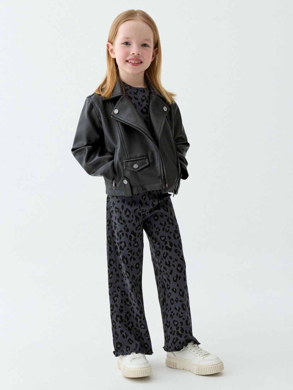 Широкие леопардовые брюки для девочек, фото - 1